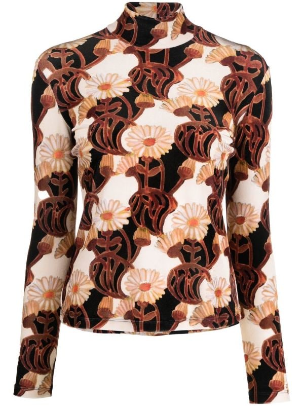 Products by Louis Vuitton: Monogram Print Long-Sleeved Turtleneck Top