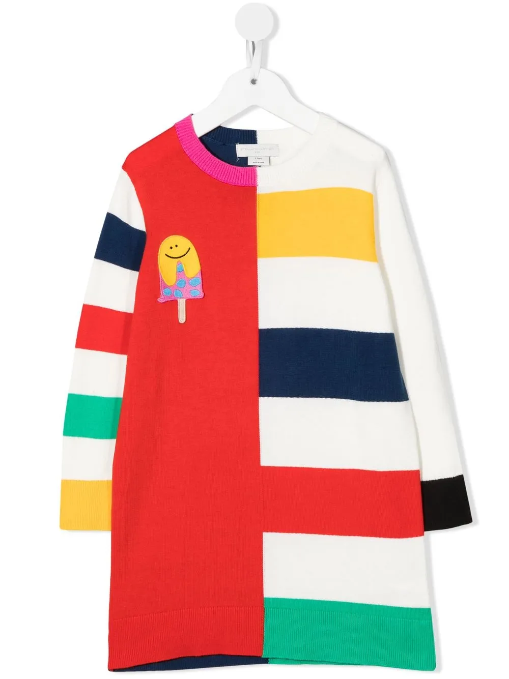 

Stella McCartney Kids vestido a rayas con diseño color block - Blanco