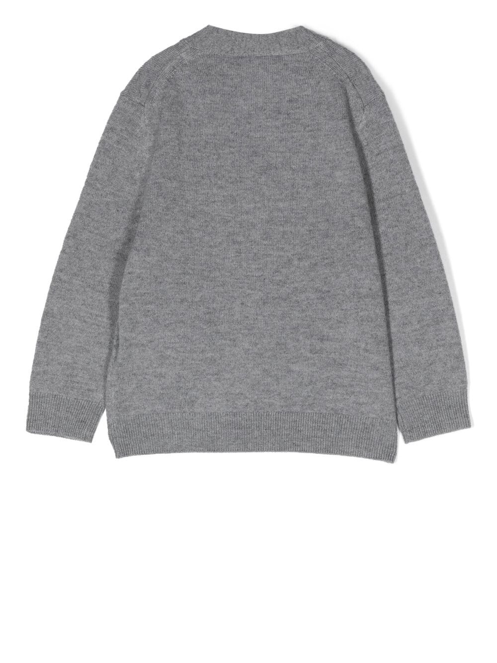 Shop Acne Studios Chest Logo-patch Knit Cardigan In 灰色