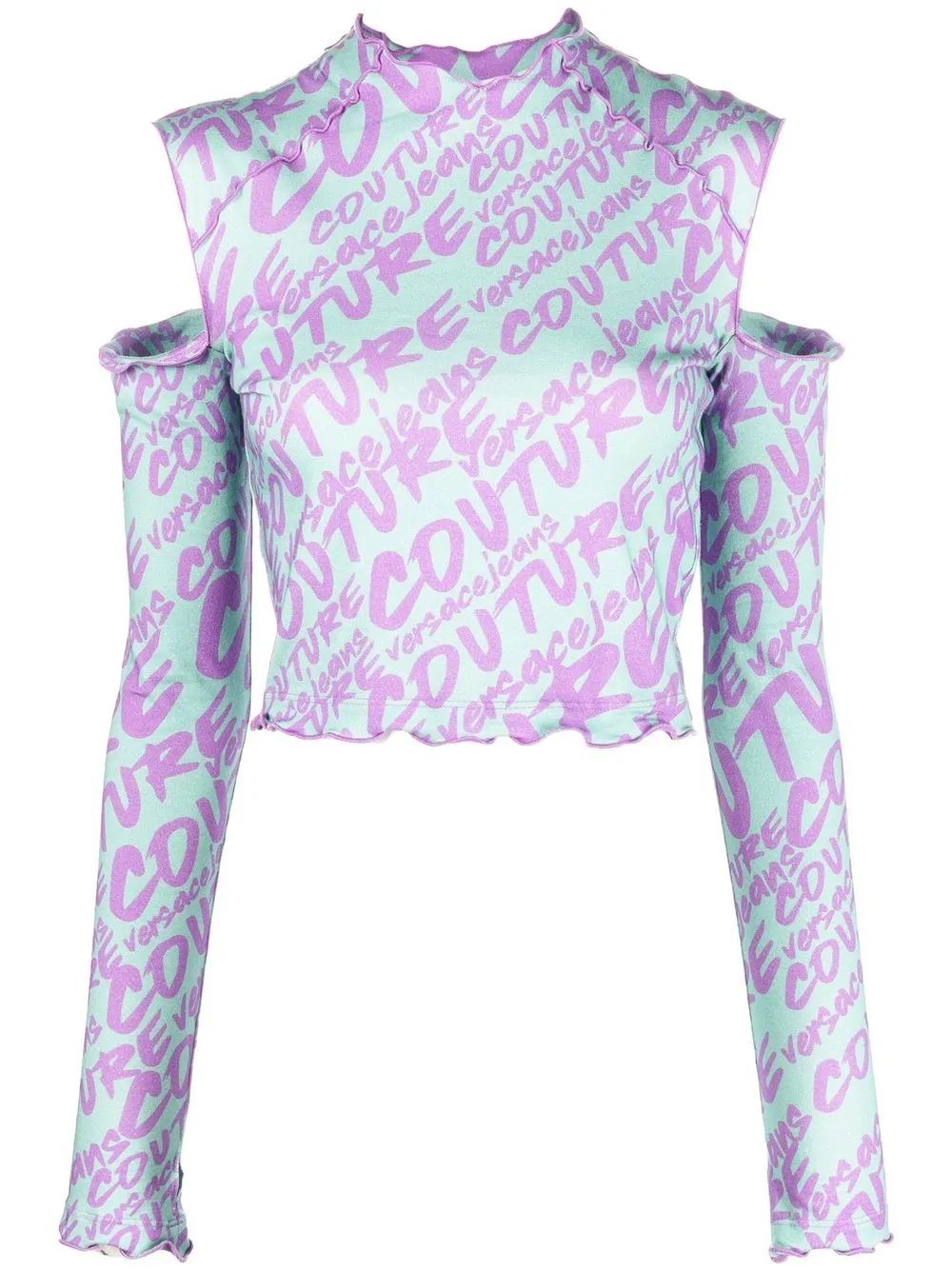 

Versace Jeans Couture top con logo y hombros descubiertos - Azul