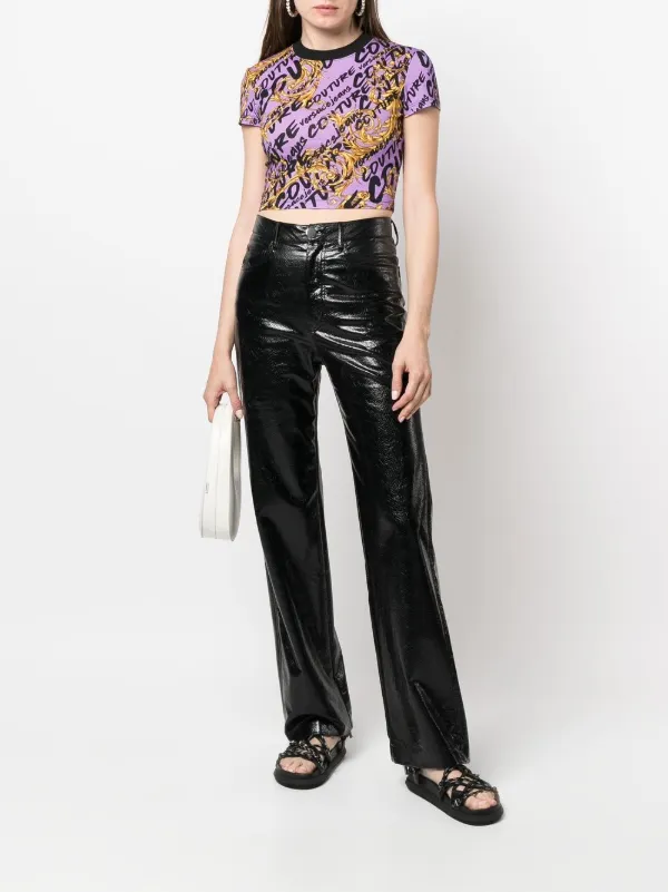 Versace Jeans Couture Garland-print Cropped T-shirt | Black