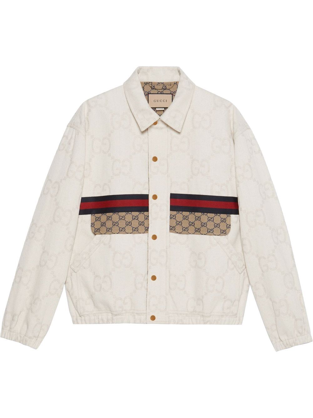 Gucci Gg-print Denim Jacket In White