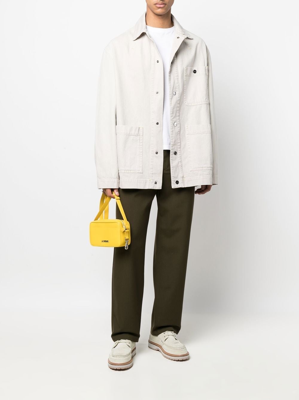 Shop Jacquemus Multiple-pocket Organic Cotton Jacket In Neutrals