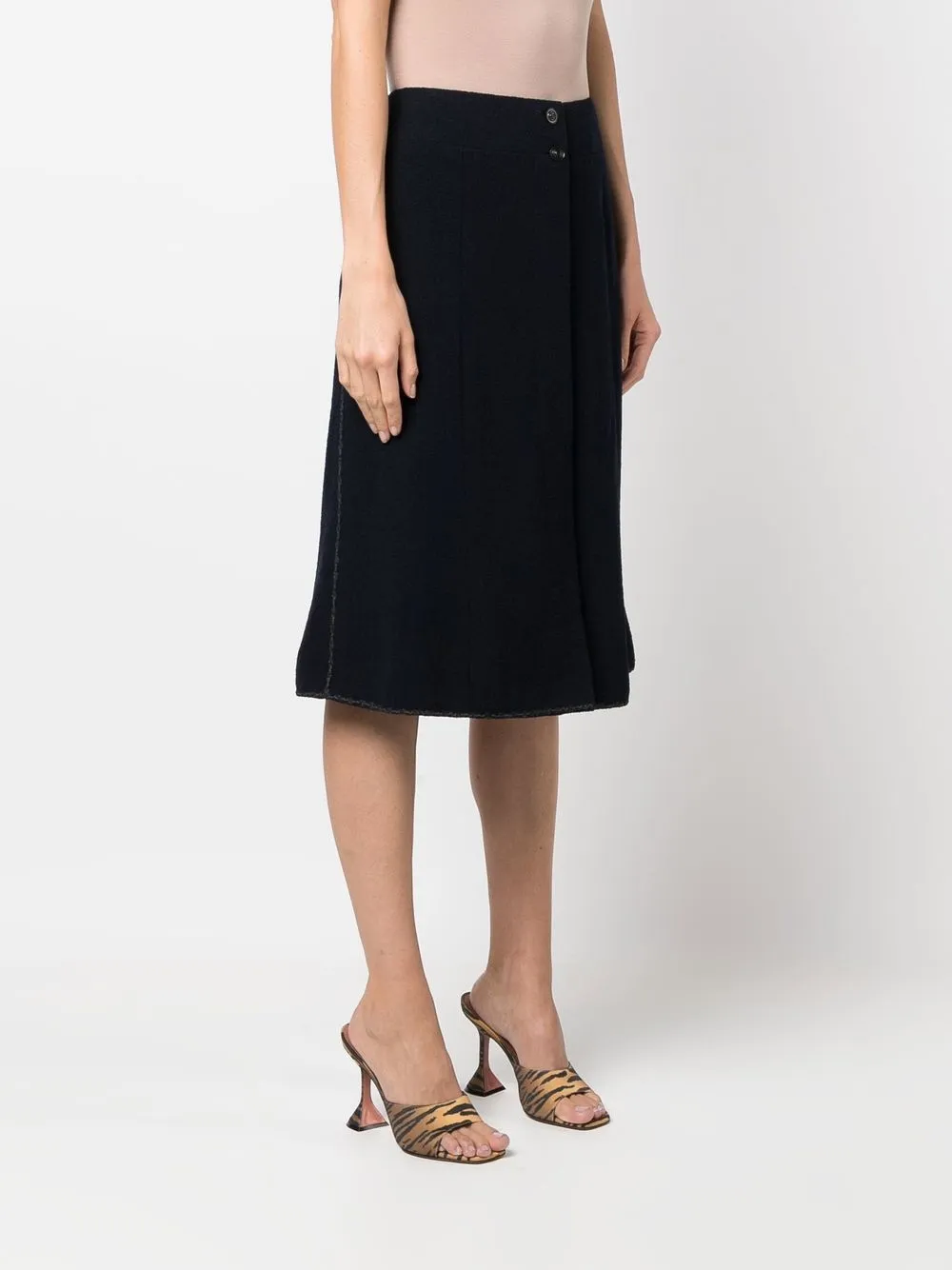 Pre-owned Chanel 1999 A-line Knee-length Skirt In Blue