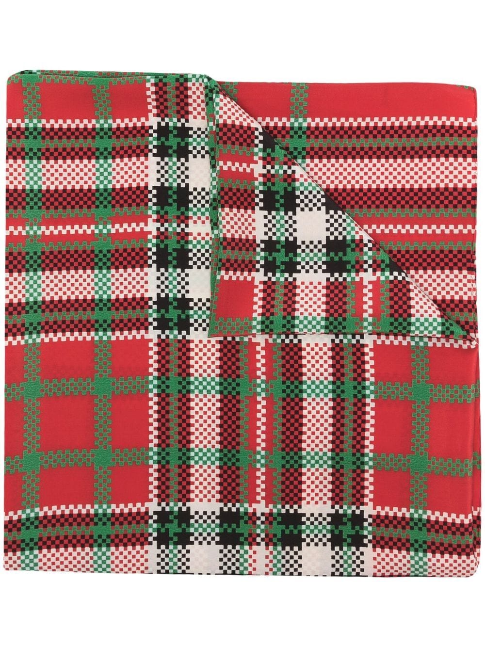 Pre-owned Saint Laurent 1990s Ysl Plaid-check Silk Scarf In Red