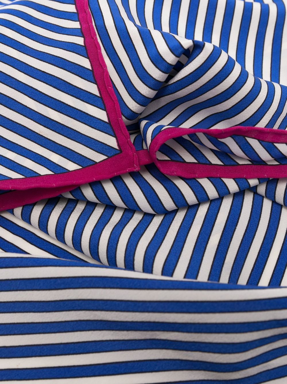 Pre-owned Saint Laurent 1990s Striped Silk Scarf In Blue