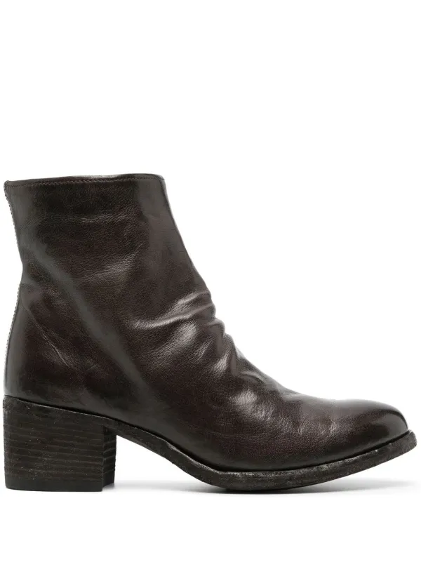 Officine Creative Denner Block-heel Leather Boots in Brown