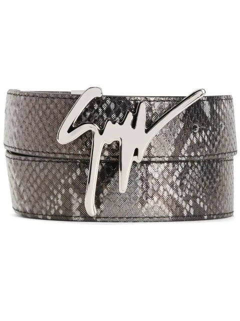 Giuseppe Zanotti Signature buckle snakeskin-effect belt