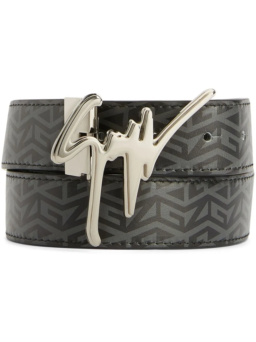 

Giuseppe Zanotti Signature buckle monogram-print belt - Black