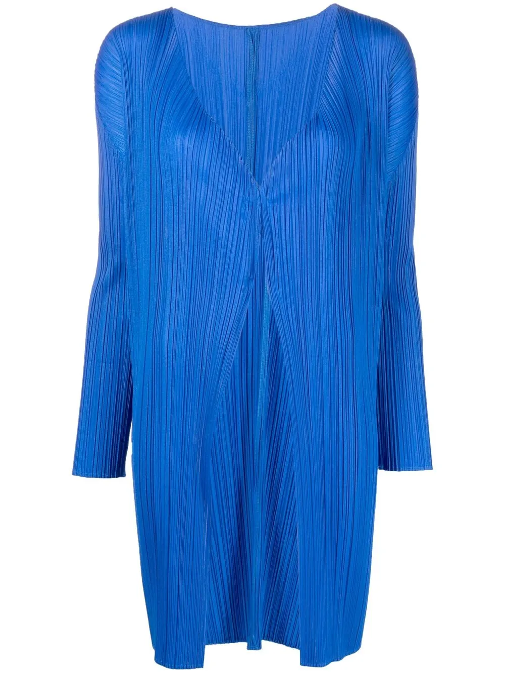 

Pleats Please Issey Miyake abrigo plisado sin cuello - Azul