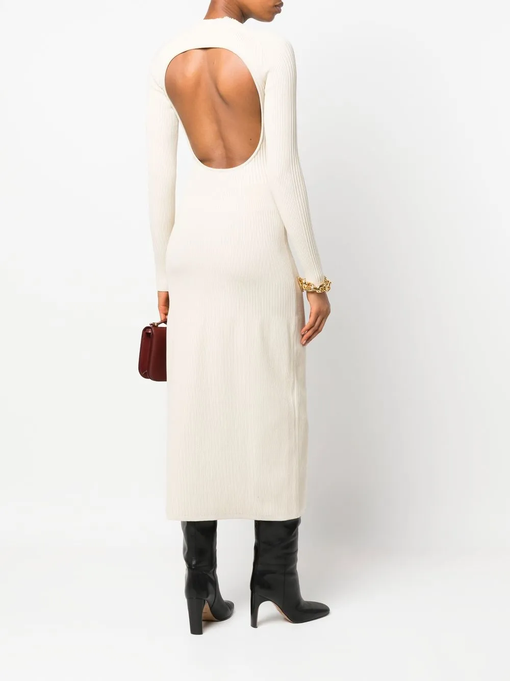 AERON Ribgebreide midi-jurk - Beige