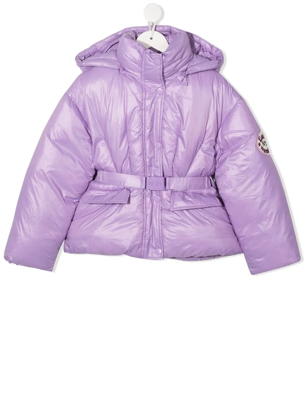 

Nº21 Kids TEEN logo-patch puffer jacket - Purple