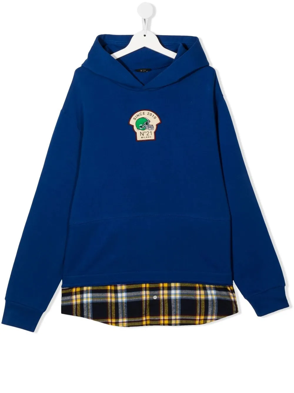 

Nº21 Kids TEEN layered patch-detail hoodie - Blue