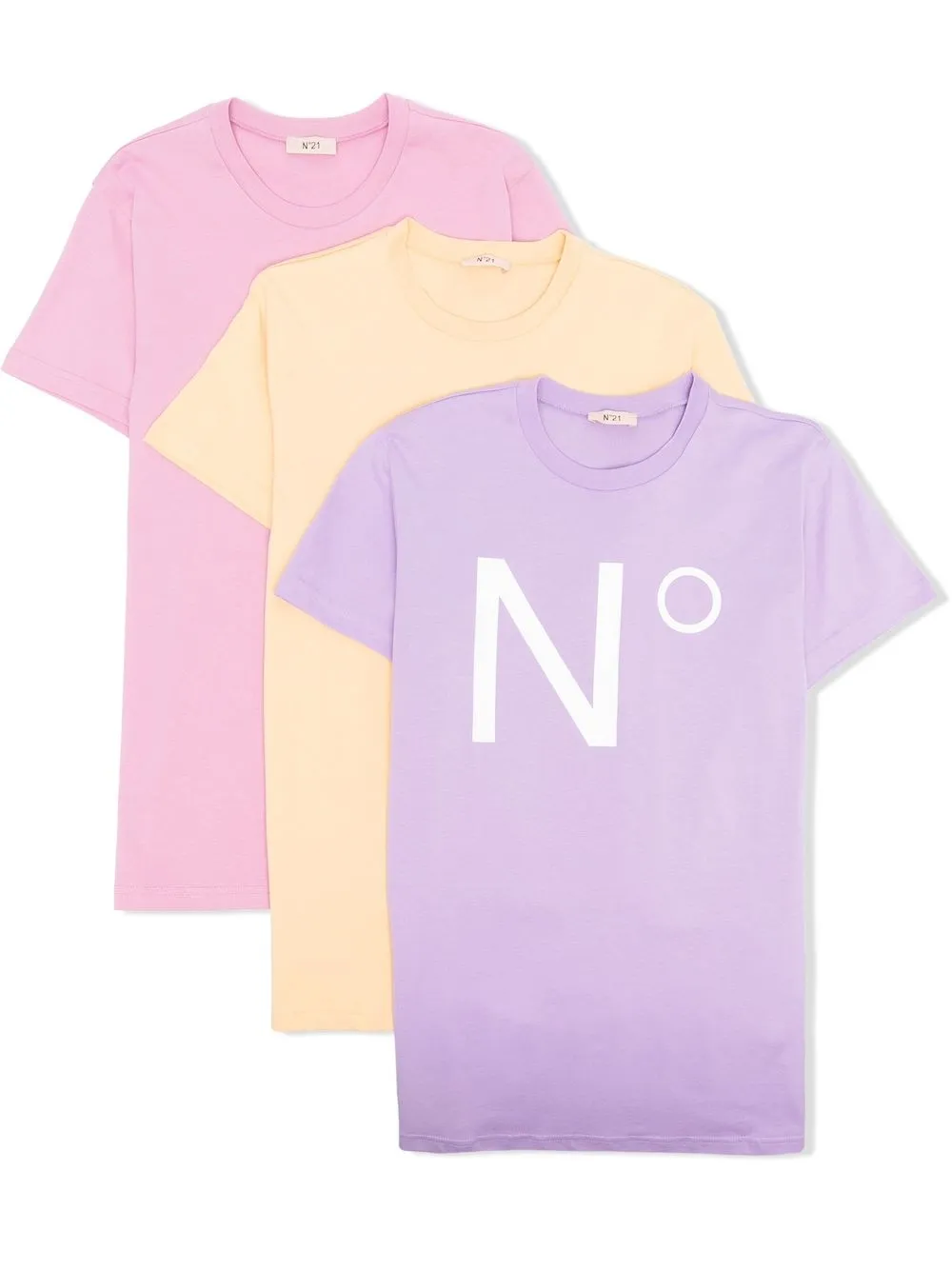 

Nº21 Kids TEEN three-pack logo-print T-shirt - Purple
