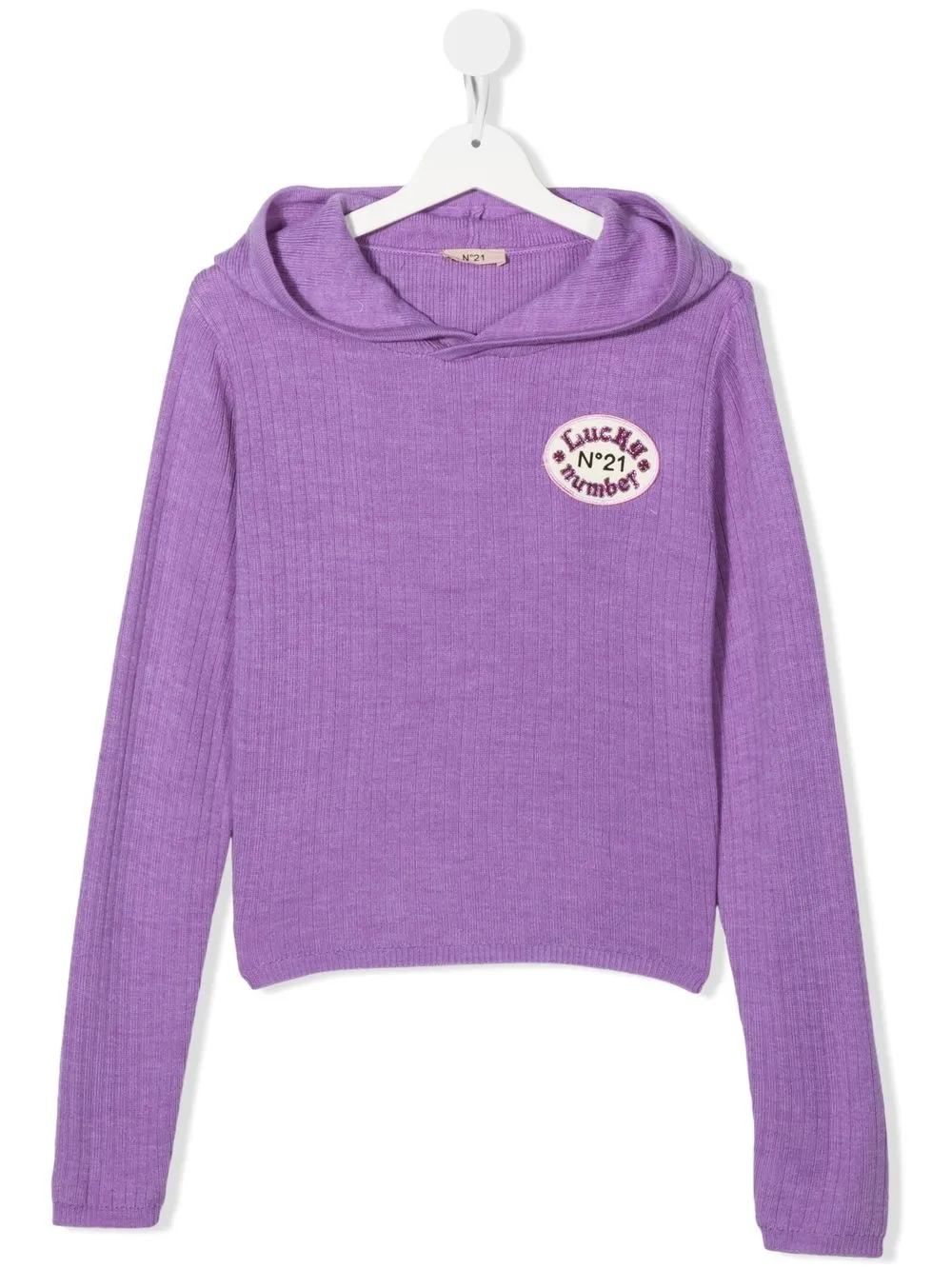 

Nº21 Kids TEEN logo-patch hoodie - Purple