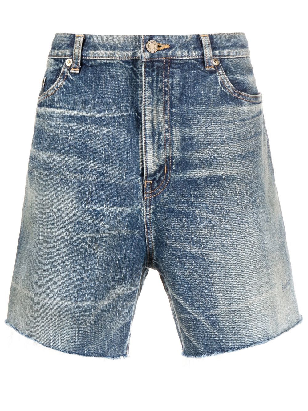 Saint Laurent distressed-effect denim shorts