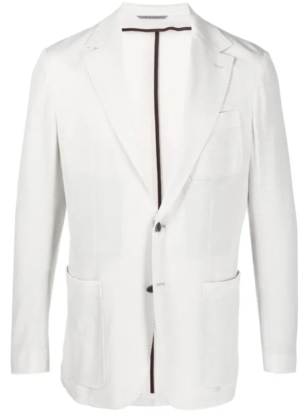 Canali Fitted single-breasted Button Blazer Grey FARFETCH IN