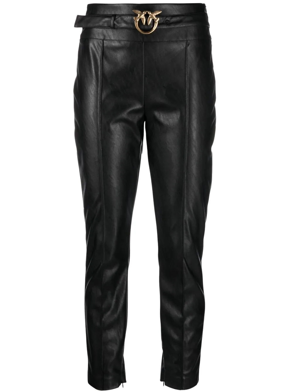 

PINKO logo-buckle high-waisted trousers - Black