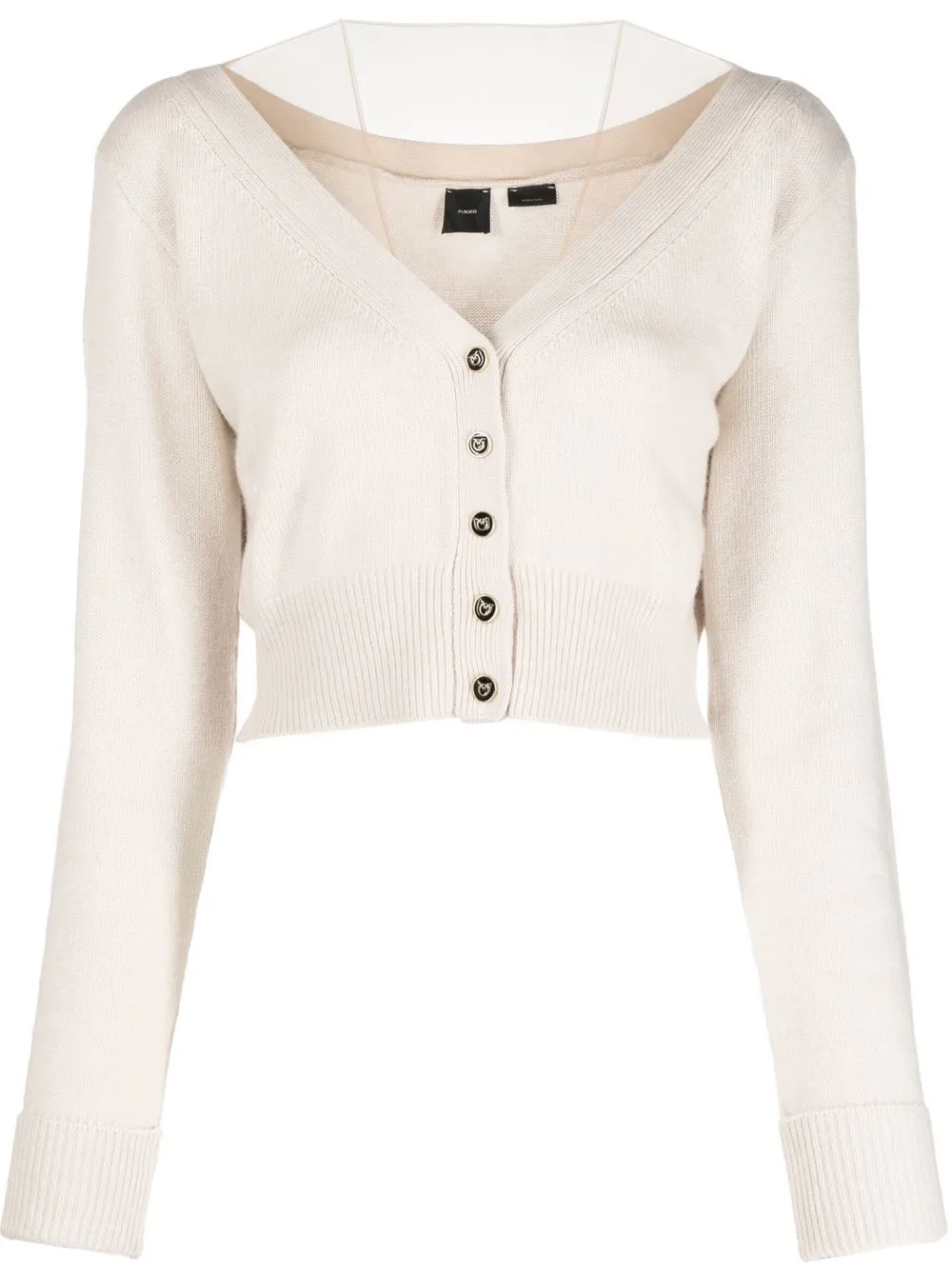 

PINKO sheer-panel cropped cardigan - Neutrals