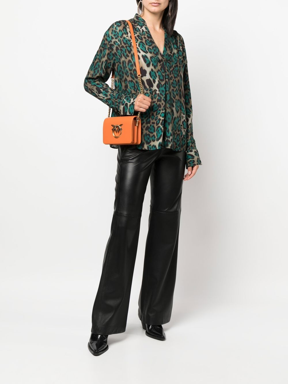 PINKO Love leren crossbodytas - Oranje