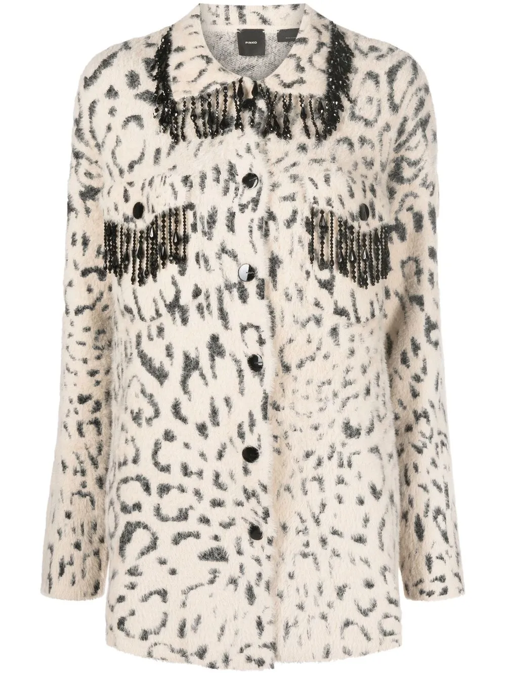 

PINKO Tisana Jacquard Knit Jacket - Neutro