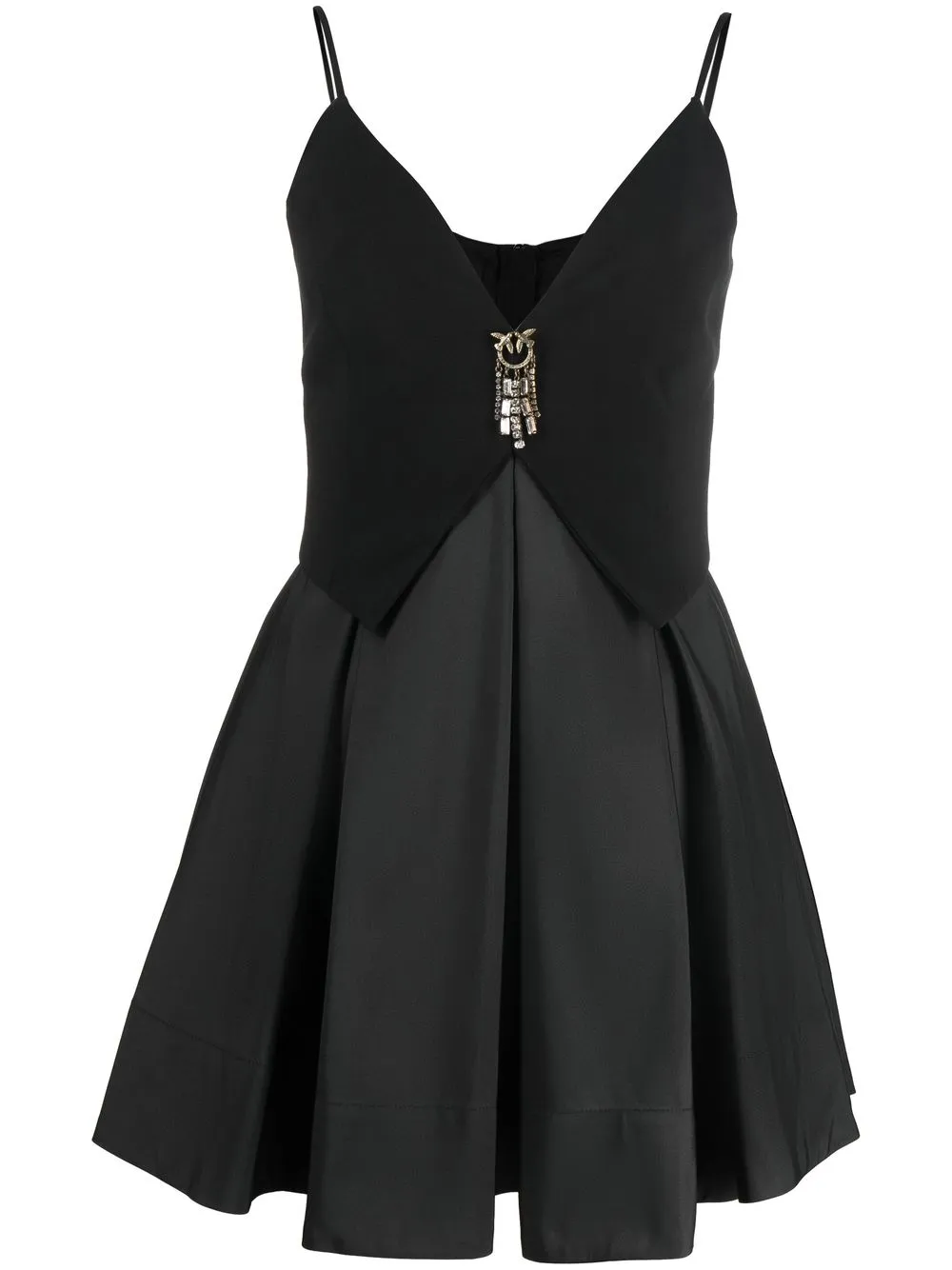 

PINKO Love Birds-plaque pleated mini dress - Black