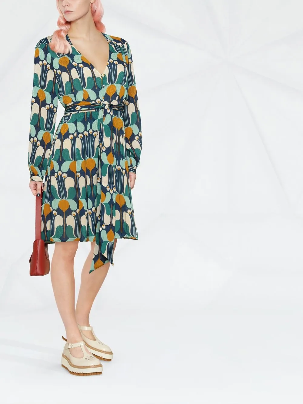 PINKO graphicprint Vneck Dress Farfetch