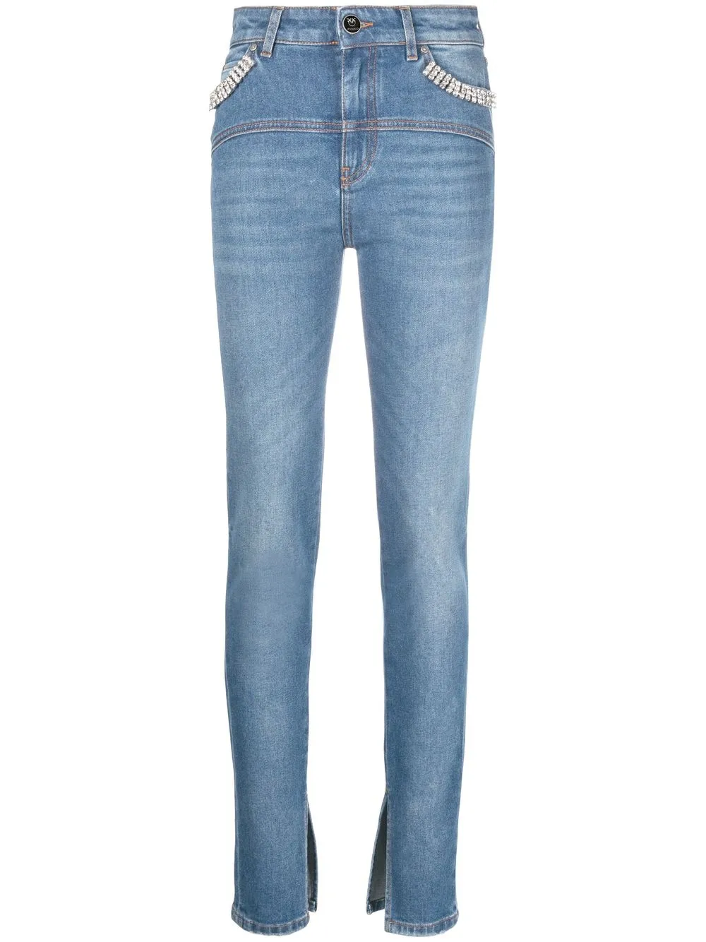 

PINKO jeans slim con detalles de cristal - Azul