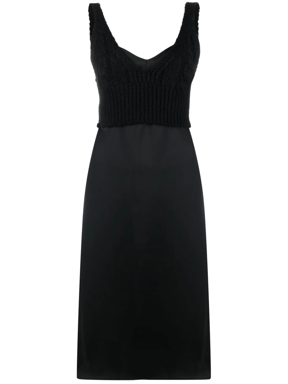 

PINKO vestido midi tejido de canalé - Negro