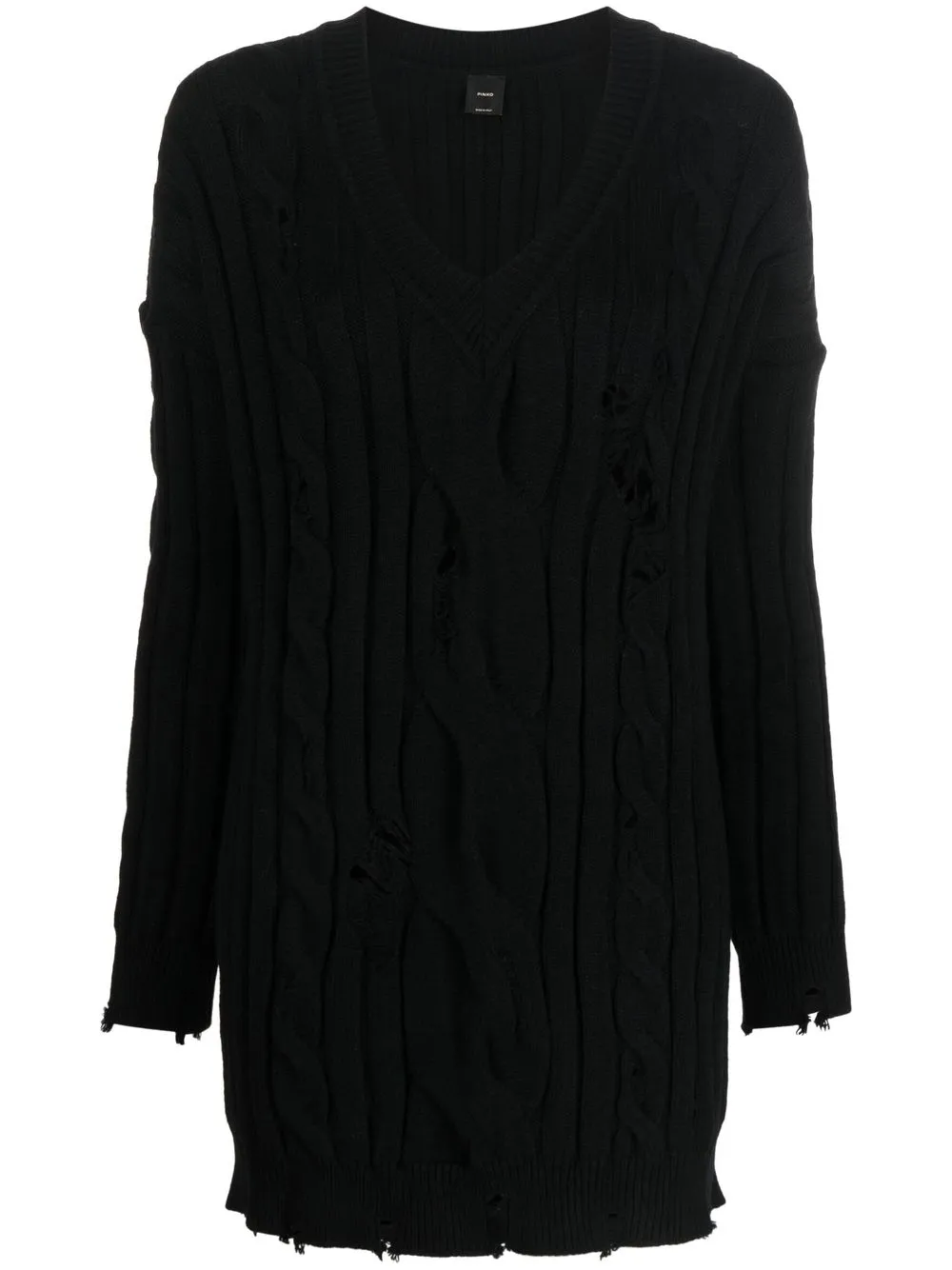 

PINKO distressed-effect cable-knit jumper - Black