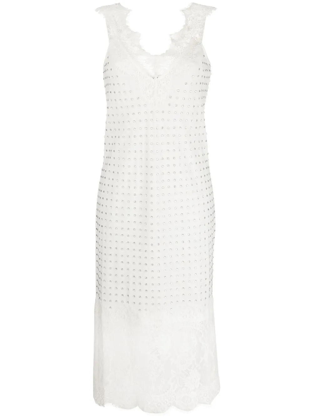 

PINKO vestido de malla con detalles de strass - Blanco