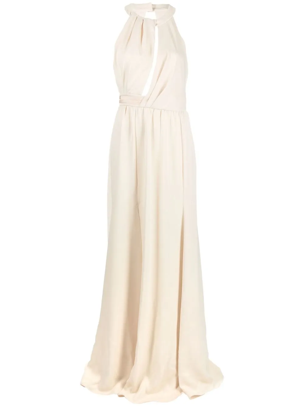 

PINKO sleeveless halterneck draped dress - Neutrals