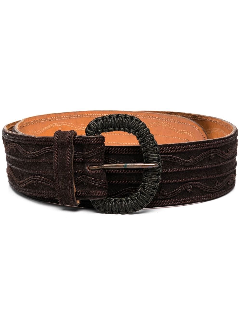 Pre-owned Saint Laurent 1970s Braided Detailing Belt In Brown