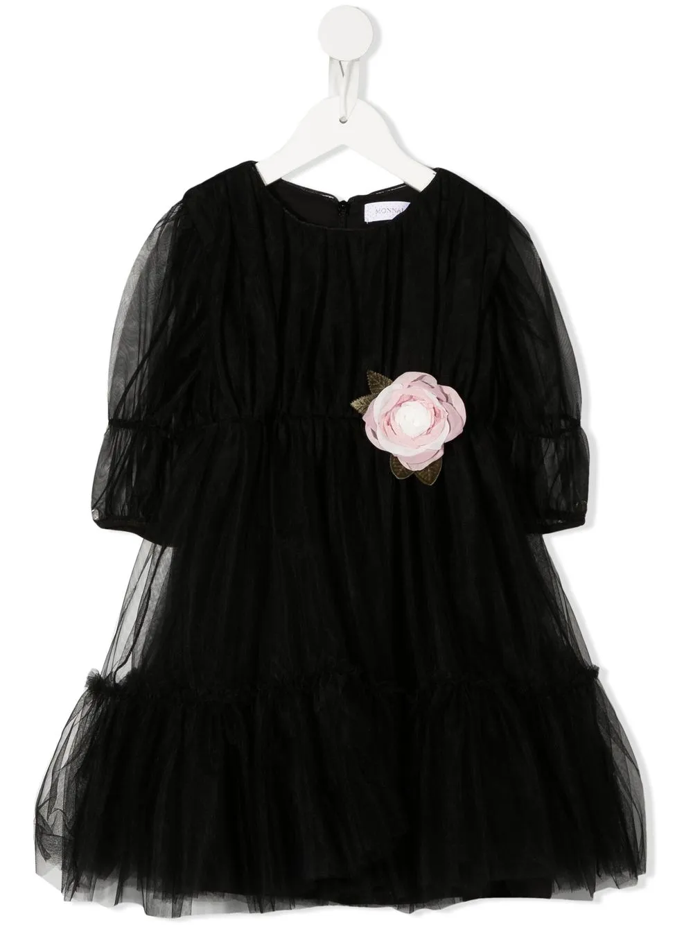 

Monnalisa vestido de tul con aplique de flor - Negro