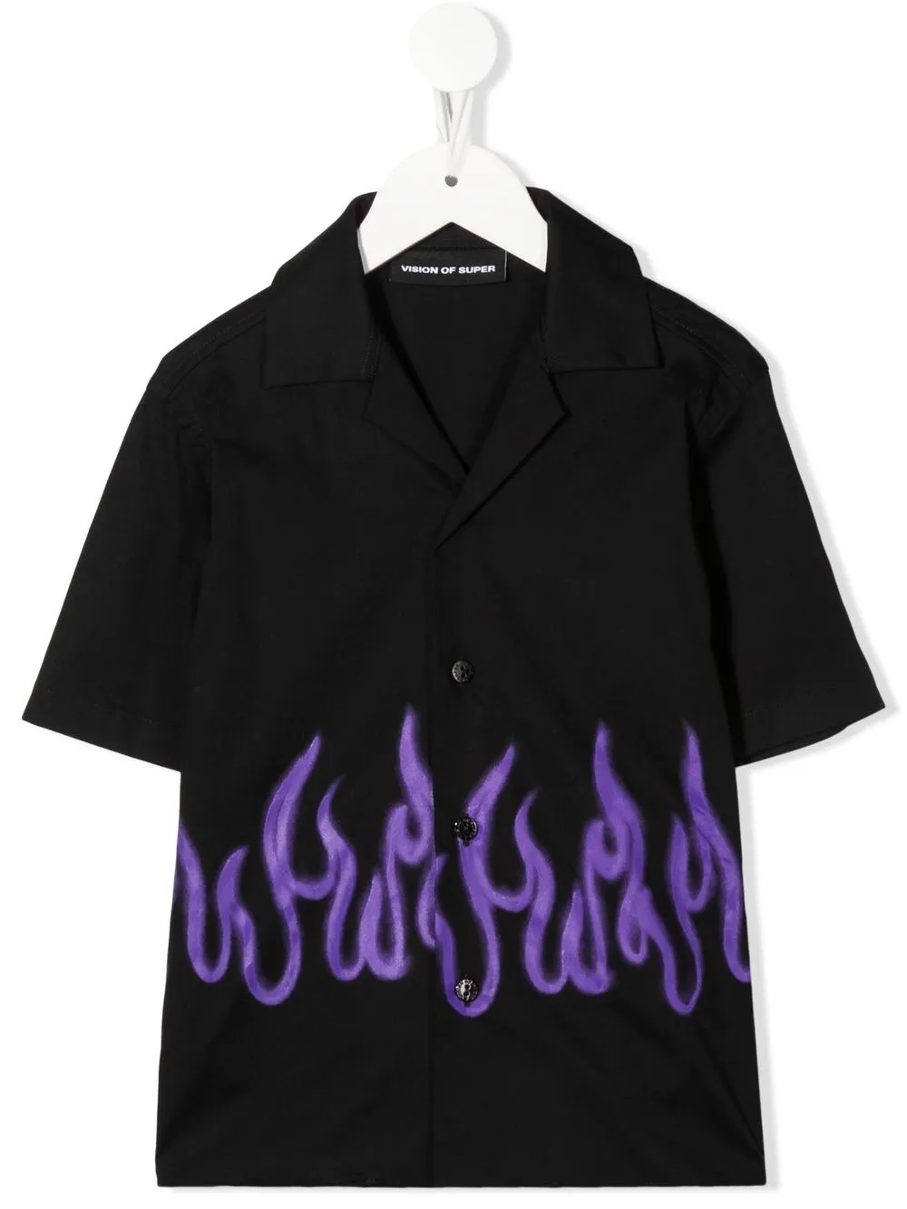 

Vision Of Super Kids flame-print cotton shirt - Black