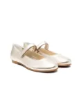 Monnalisa logo-print leather ballerina shoes - Gold