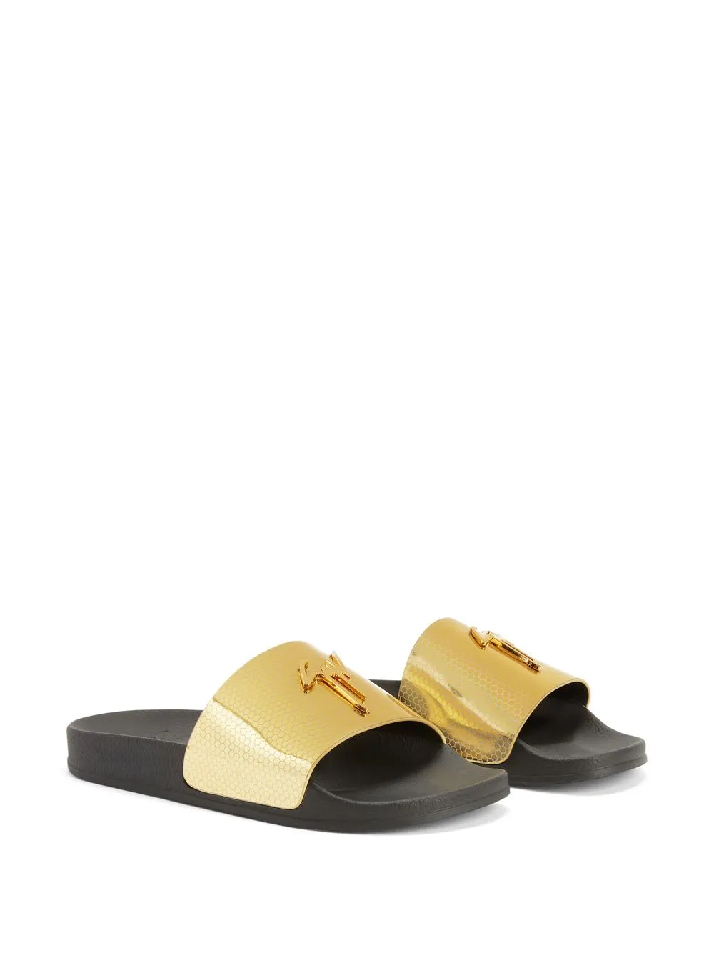 Giuseppe Zanotti Brett slippers met geometrische print - Goud