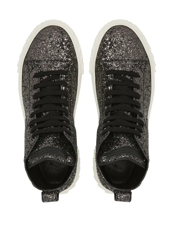 Black shiny high top sneakers online