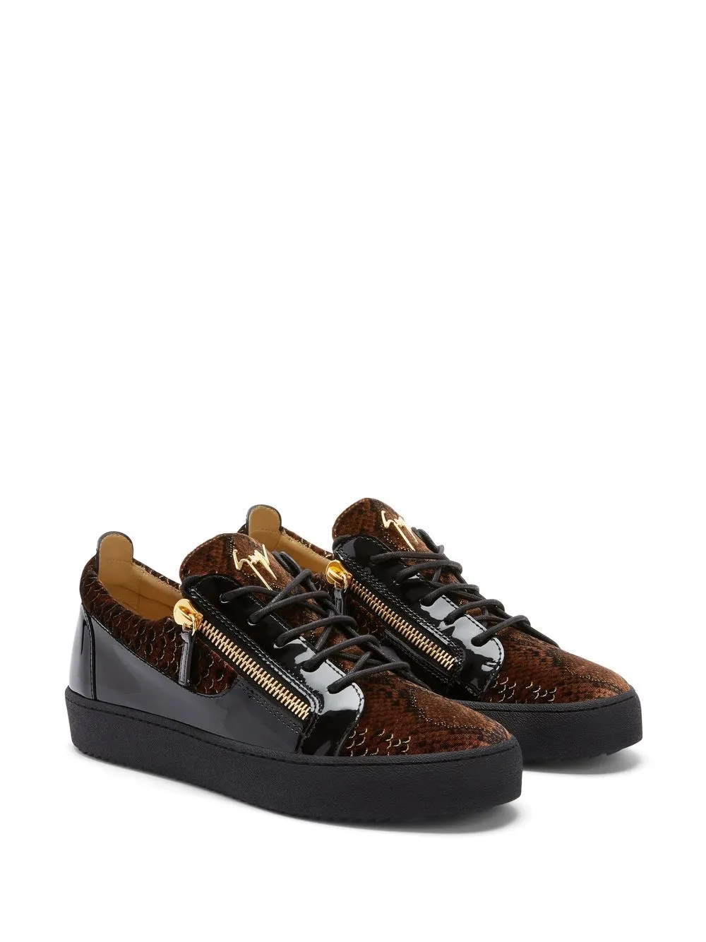 Giuseppe Zanotti Frankie sneakers met slangenleer-effect - Bruin