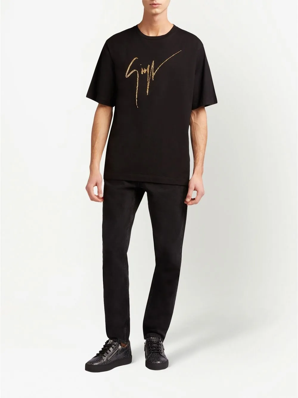 Giuseppe Zanotti rhinestone-embellished Logo T-shirt - Farfetch