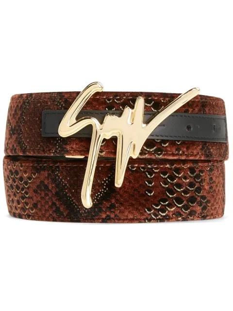 Giuseppe Zanotti Signature buckle snakeskin-effect belt