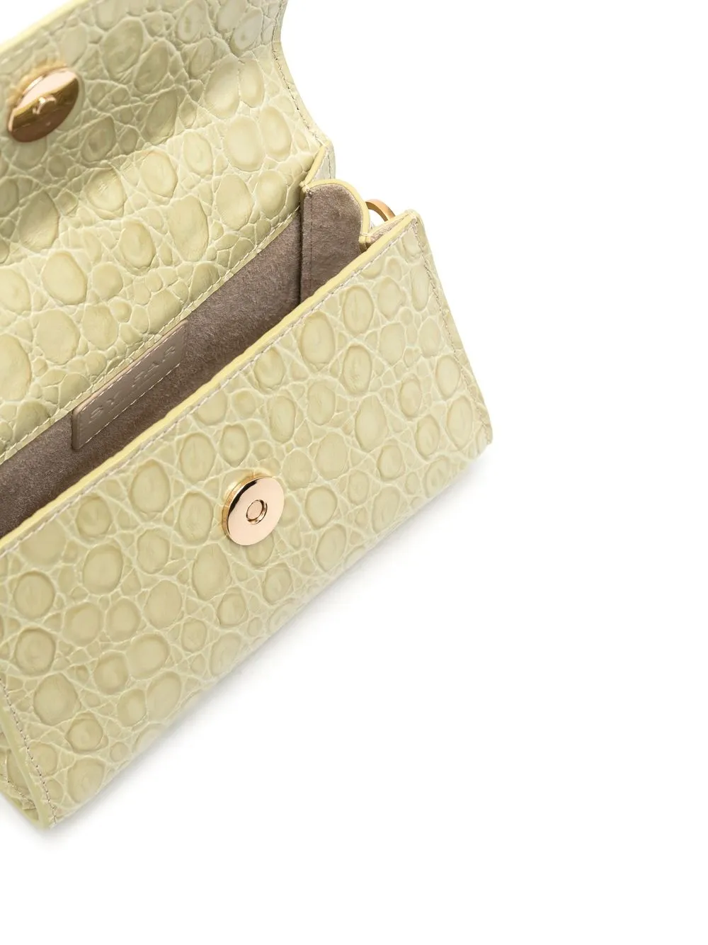 By Far Crocodileembossed Leather Mini Tote Bag In Green ModeSens