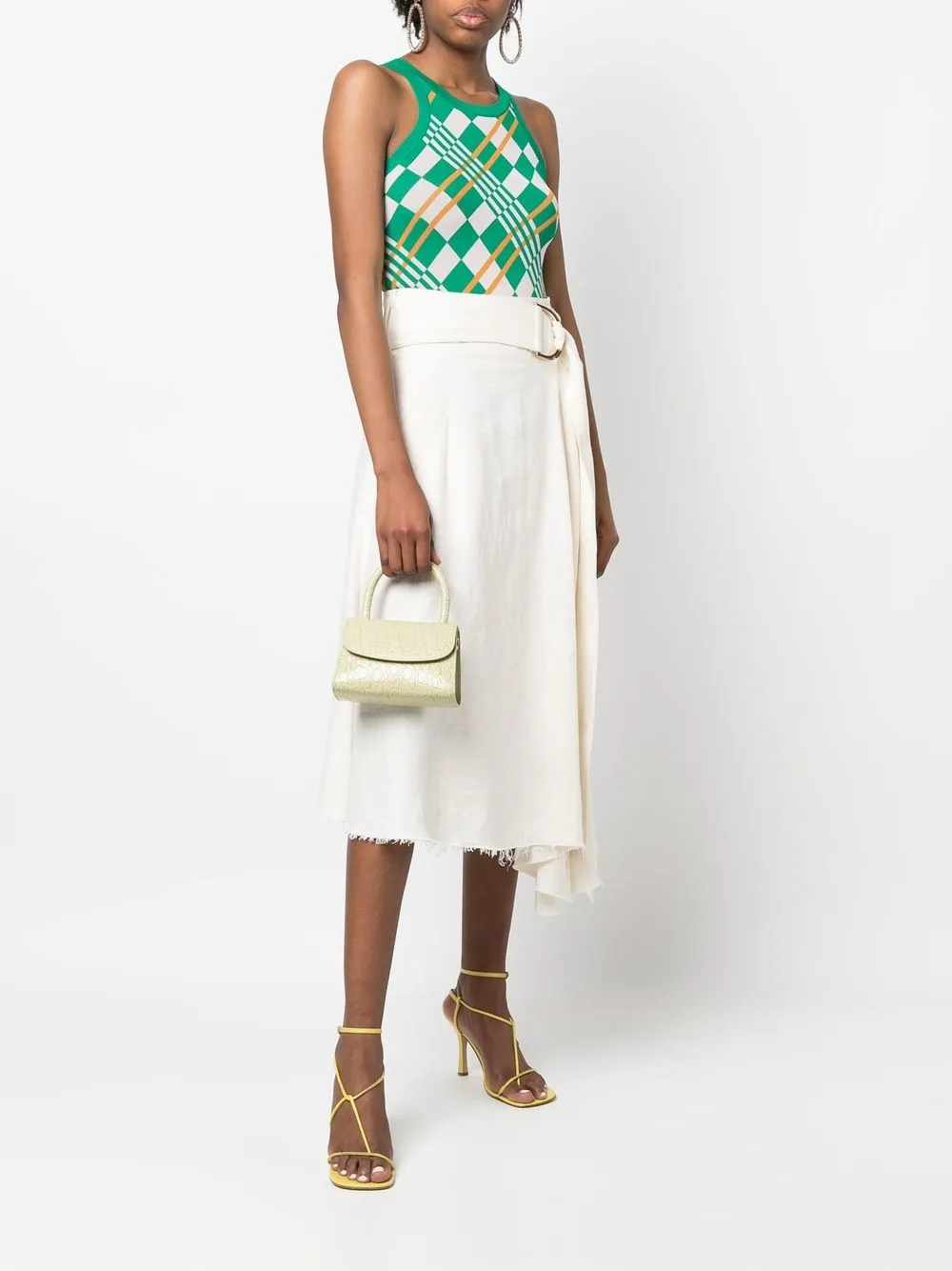 By Far Crocodileembossed Leather Mini Tote Bag In Green ModeSens