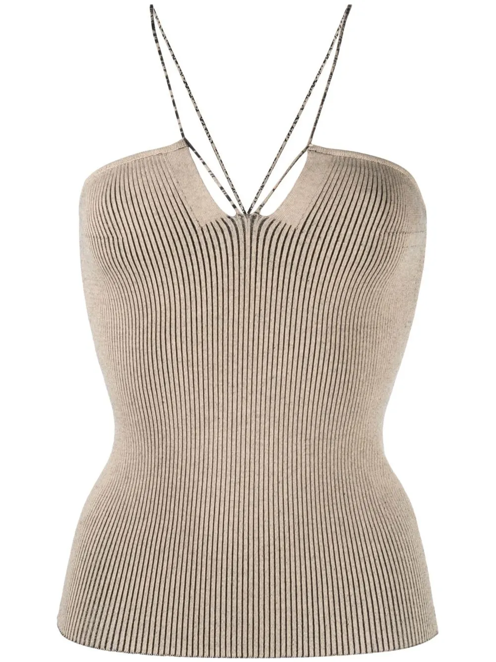 

AERON Natalie ribbed-knit halterneck top - Neutrals