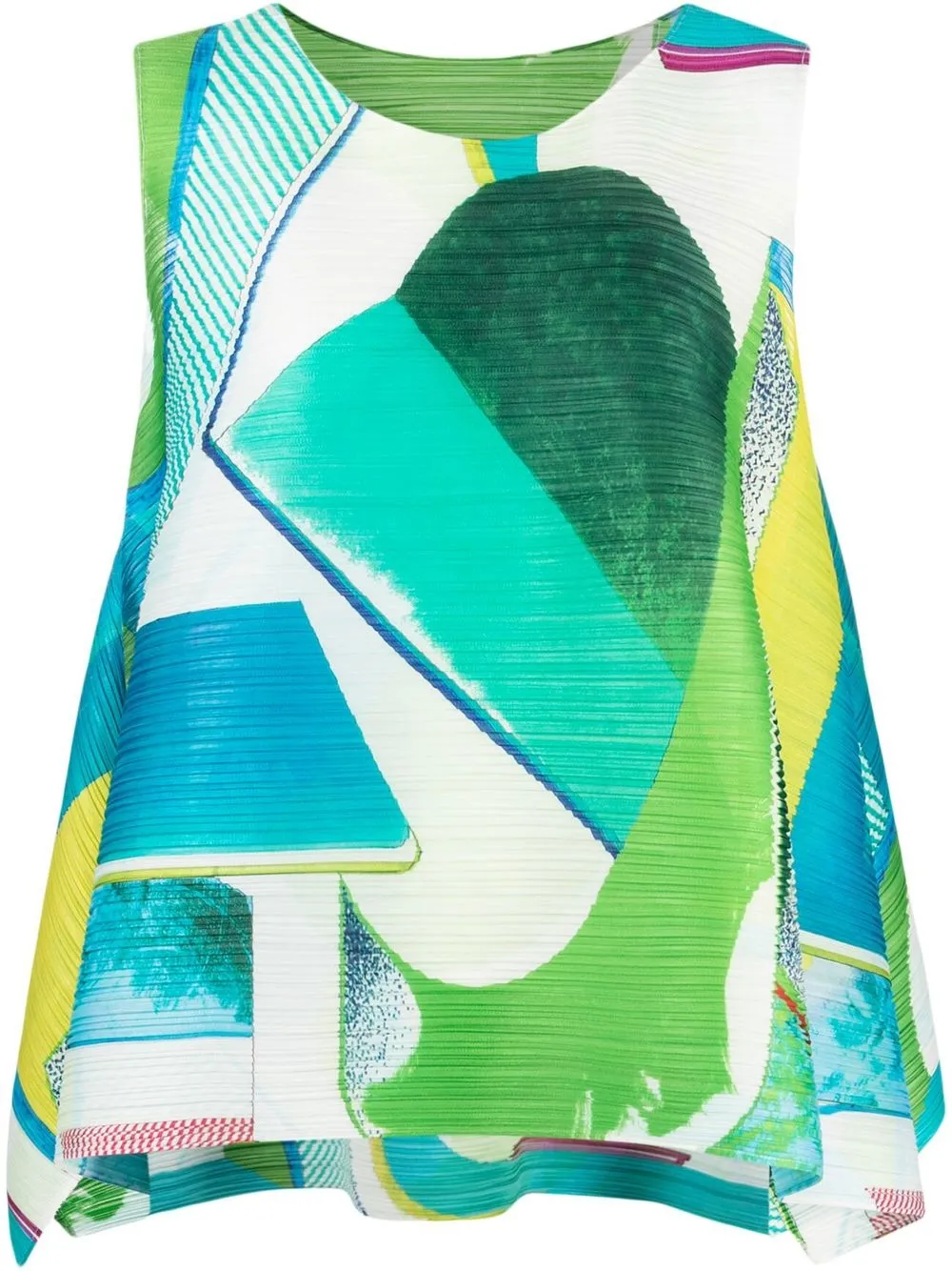 

Pleats Please Issey Miyake colour-block sleeveless blouse - Blue