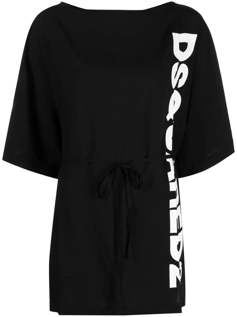 

Dsquared2 vestido estilo playera con logo y cordones - Negro