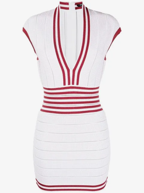 Balmain Geripptes Strickkleid