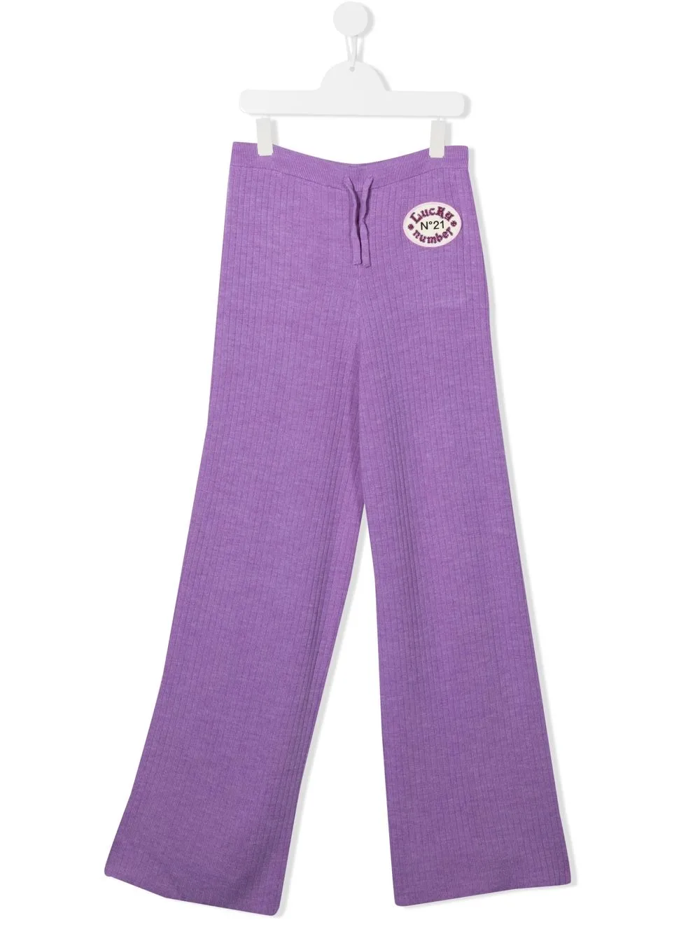 

Nº21 Kids TEEN logo patch ribbed trousers - Purple