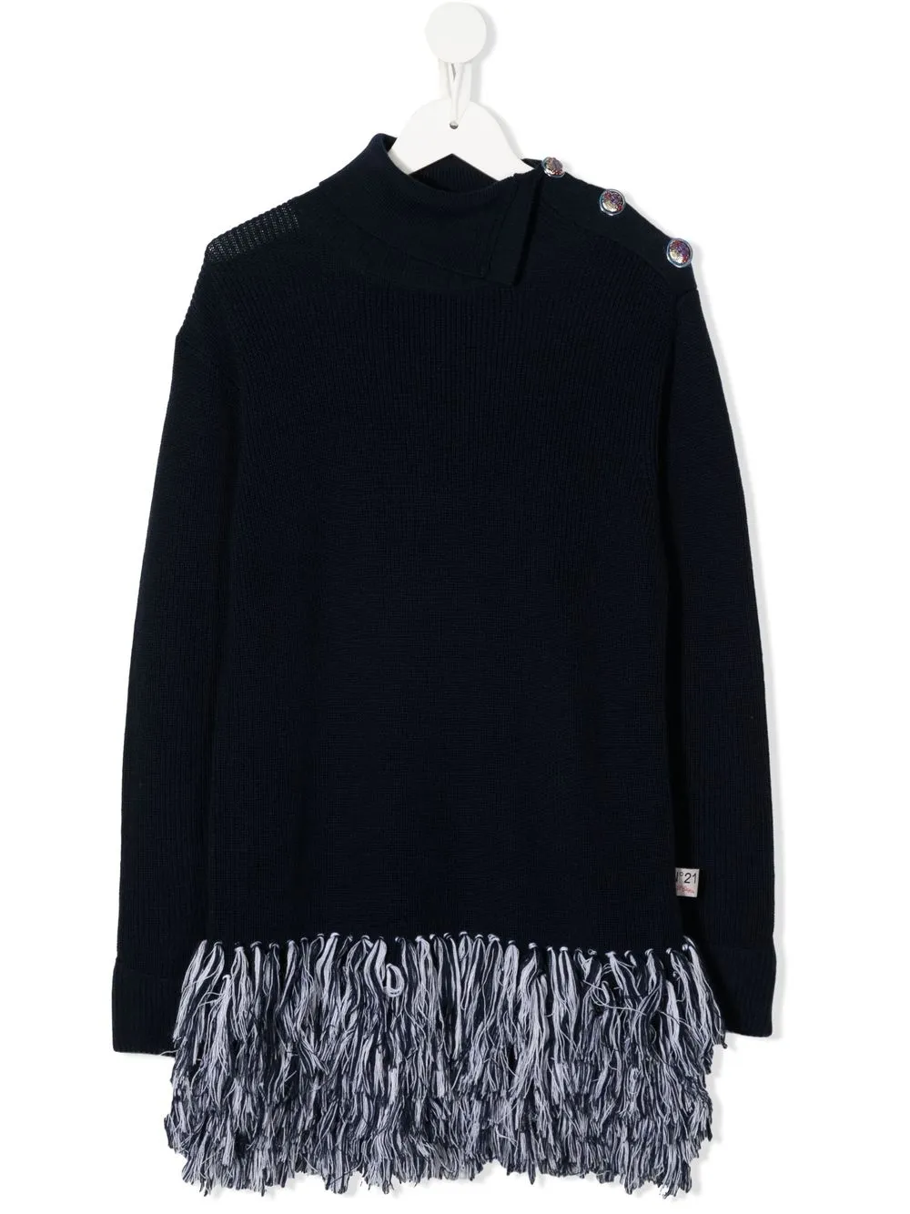 

Nº21 Kids TEEN fringed-hem knitted dress - Black