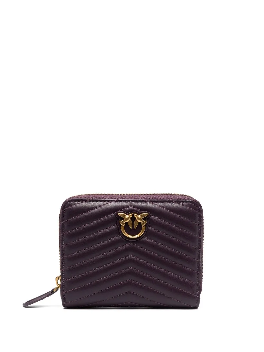 small chevron-quilted zip-round purse